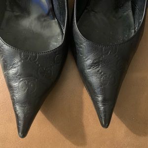 Gucci Black Embossed Heels